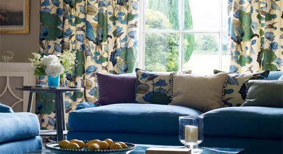 Bohemian Upholstery Fabric / 56 wide Fabric / Upholstery by the yard /  Blue Upholstery Fabric / Woven Boho Blue Fabric