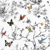 Schumacher Birds & Butterflies Multi On White Wallpaper