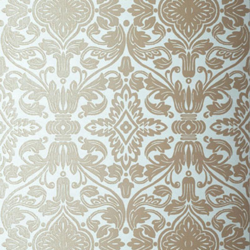 Schumacher Varenna Damask Robin'S Egg Wallpaper