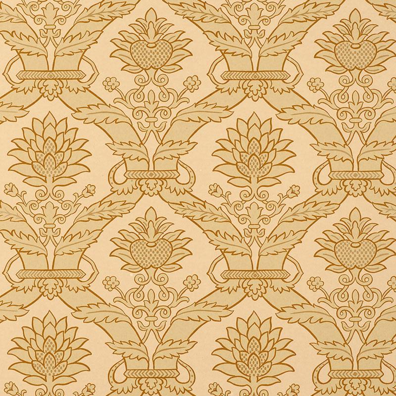 Schumacher Siena Damask Natural Wallpaper