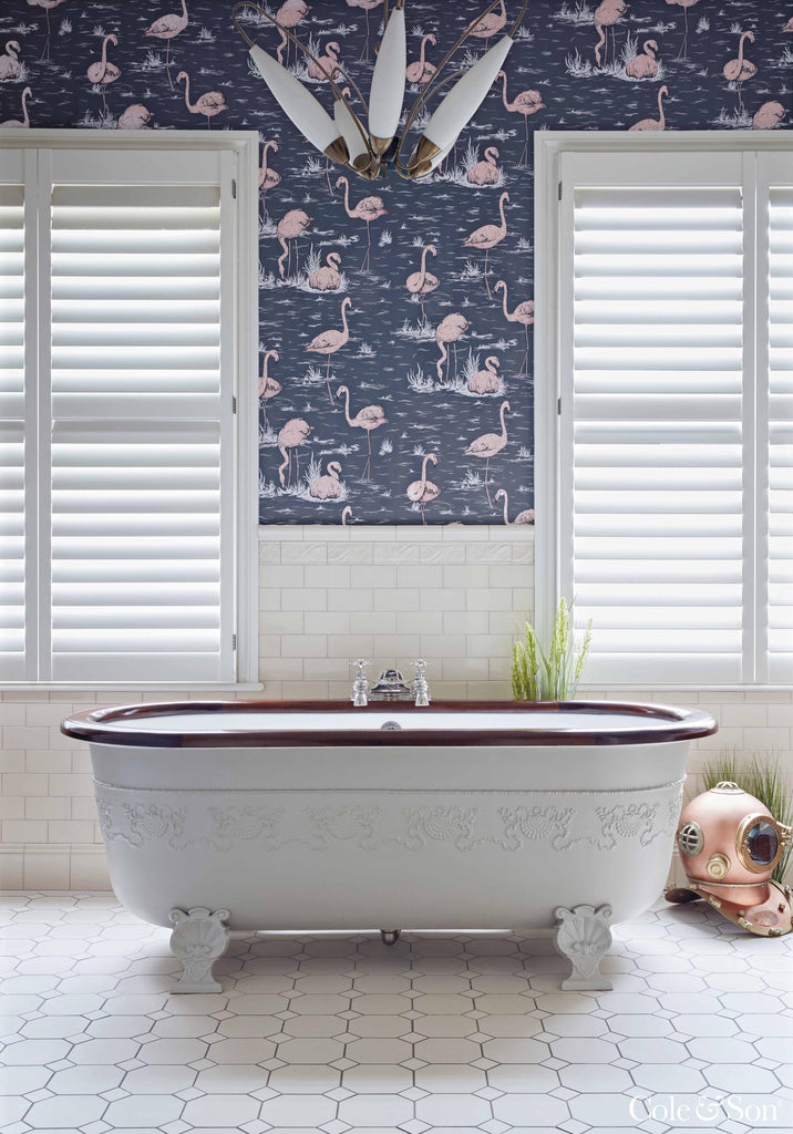 Cole & Son FLAMINGOS INK/PLASTER PINK Wallpaper