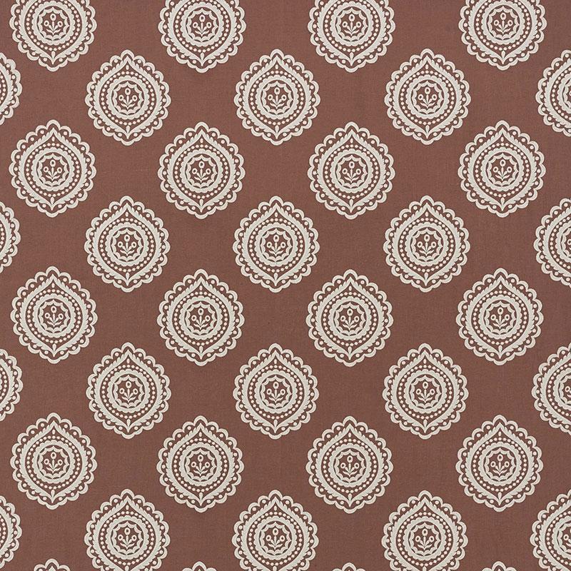 Schumacher Olana Linen Embroidery Cafe Mocha Fabric