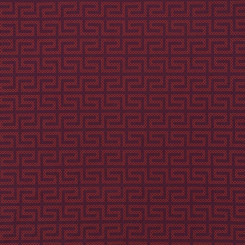 Schumacher A Maze Embroidery Berry Fabric