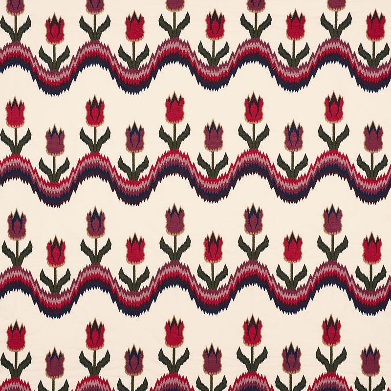 Schumacher Tulip Flamestitch Embroidery Jewel Fabric