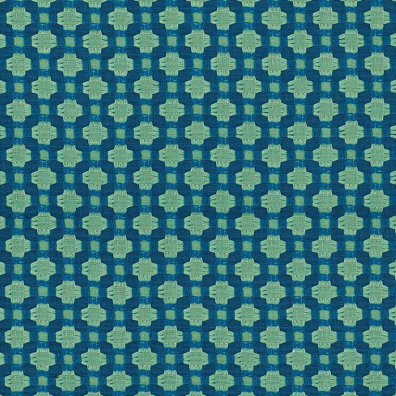 Peacock Blue Geometric Fabric for Drapery and Pillows - Emerald Green Silk 2024 for Light Upholstery - Modern Blue Green Checked Fabric - SP 157