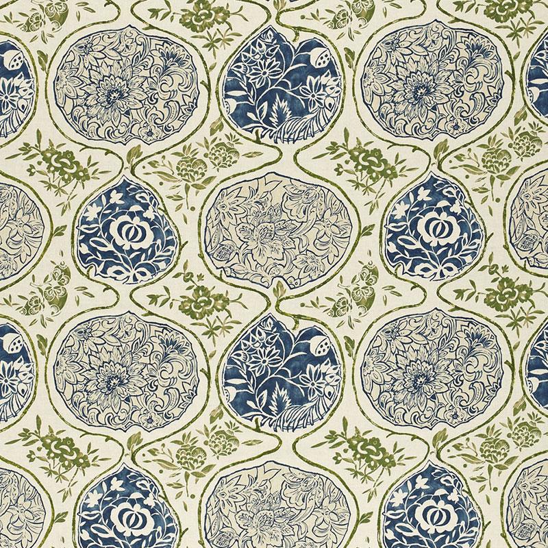 Schumacher Katsugi Indigo & Green Fabric