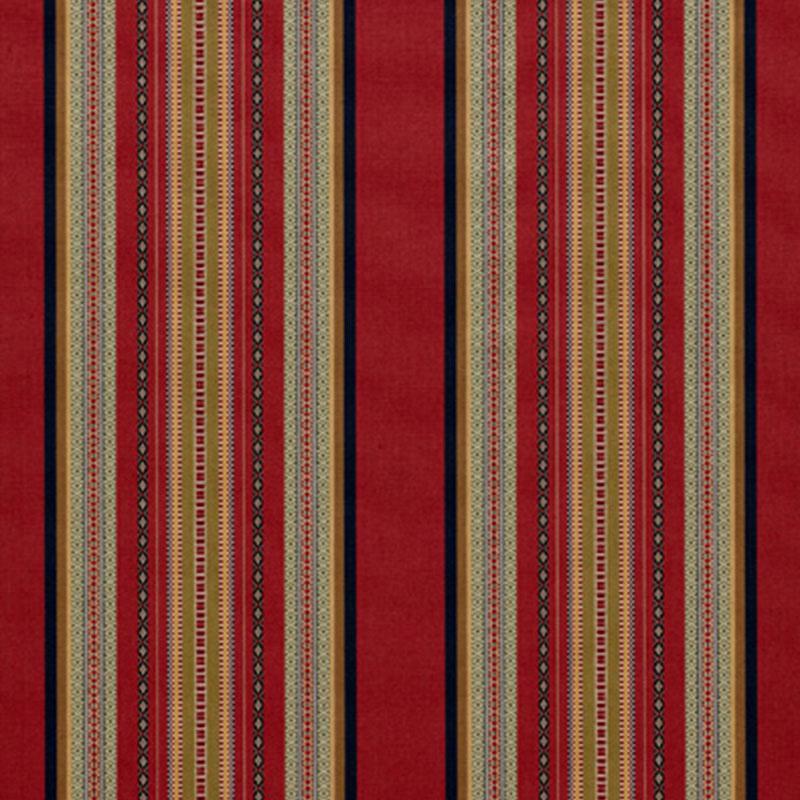 Schumacher Wellington Stripe Multi On Spice Fabric