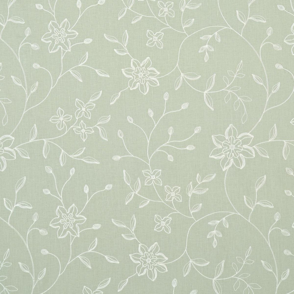 Schumacher Georgia Linen Embroidery Aqua Fabric