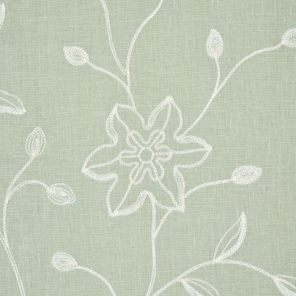 Schumacher Georgia Linen Embroidery Aqua Fabric