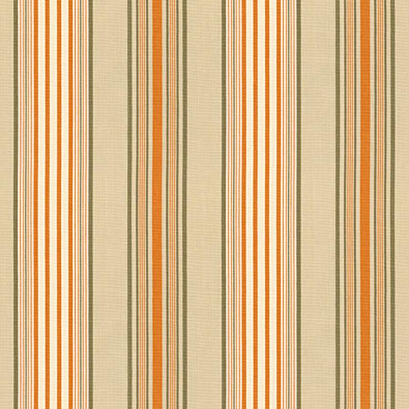 Schumacher Saratoga Cotton Stripe Beige / Mocha / Pumpkin Fabric