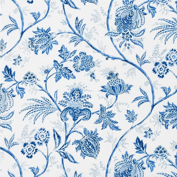 BTY / Schumacher Katsugi Cobalt & Turquoise 2620935 Asian/Chinoiserie Pattern Linen/Cotton Blend Designer Fabric retailer / Belgium