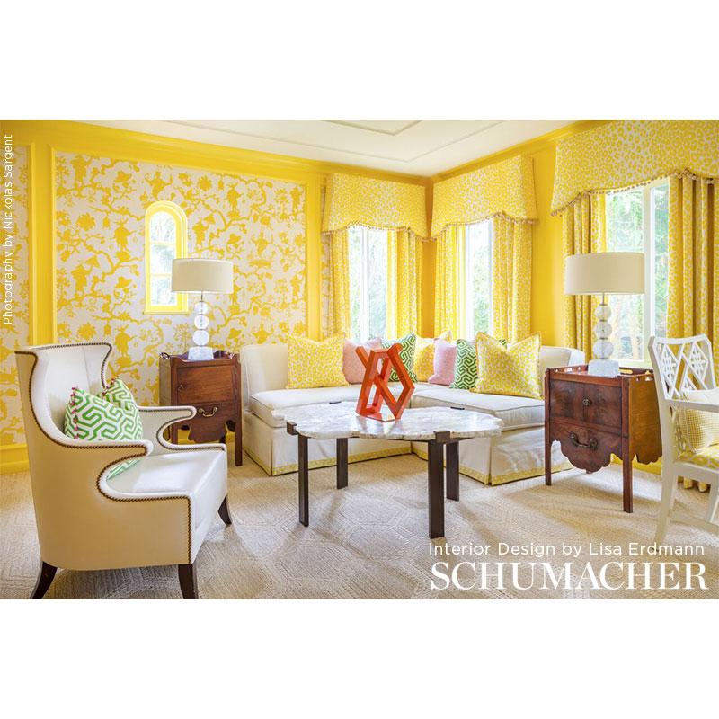 Schumacher Shantung Silhouette Sisal Yellow Wallpaper