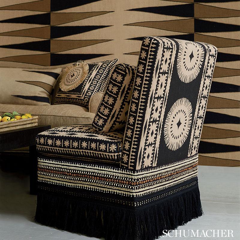 Schumacher Bora Bora Print Lava Black Fabric