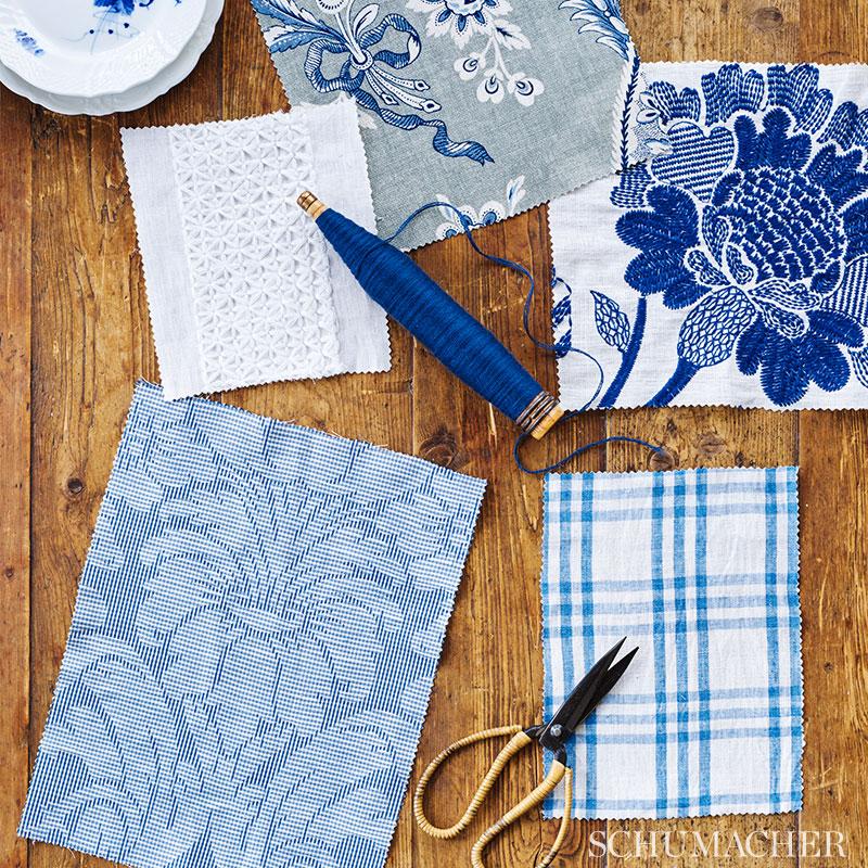 Schumacher Elspeth Indigo Fabric