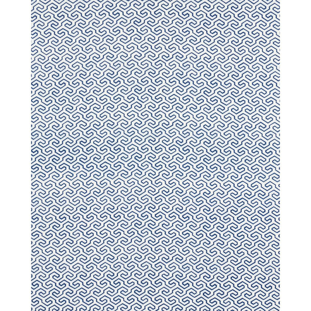 Schumacher Ming Fret Print Blue Fabric