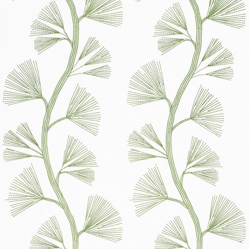 Schumacher Ginkgo Embroidery Leaf Fabric