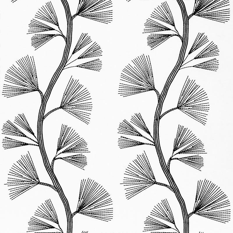 Schumacher Ginkgo Embroidery Jet Fabric