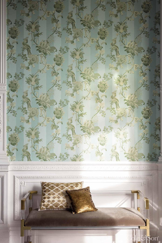 Cole & Son ZERZURA DUCK EGG & OLIVE Wallpaper