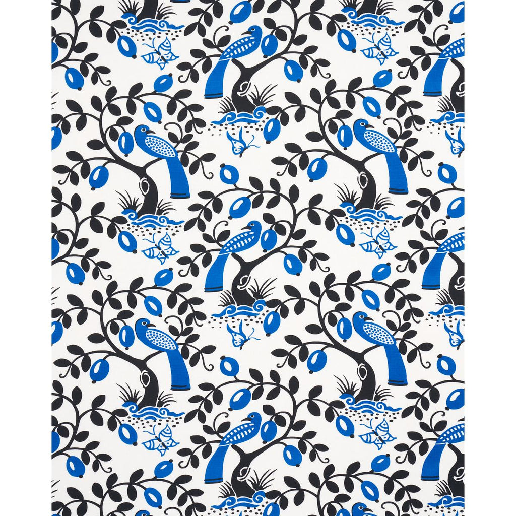 Schumacher Olive Tree Black & Blue Fabric