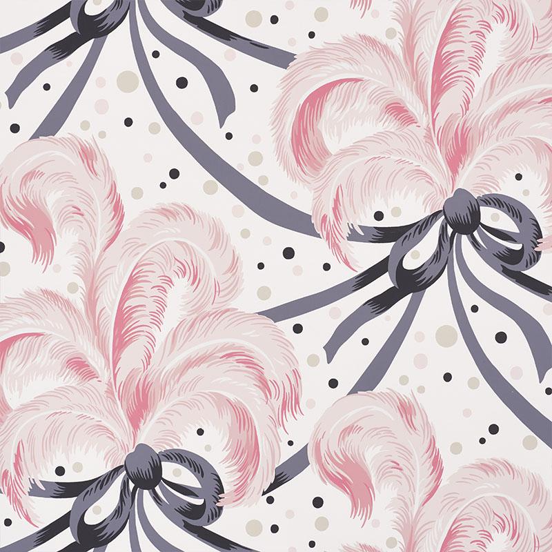 Schumacher Plumes Et Rubans Blush Wallpaper