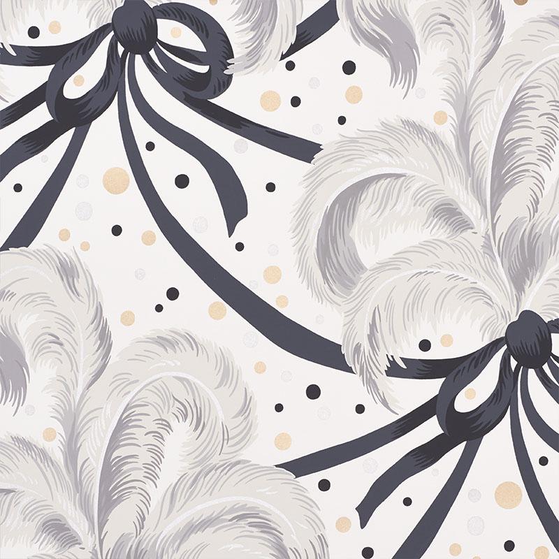 Schumacher Plumes Et Rubans Champagne Wallpaper