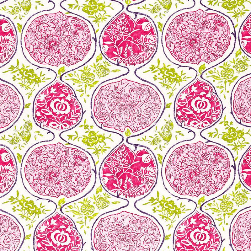 Schumacher Katsugi Fuchsia & Chartreuse Fabric