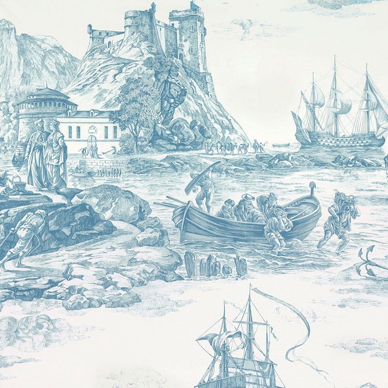 Schumacher Marine Toile Delft Fabric