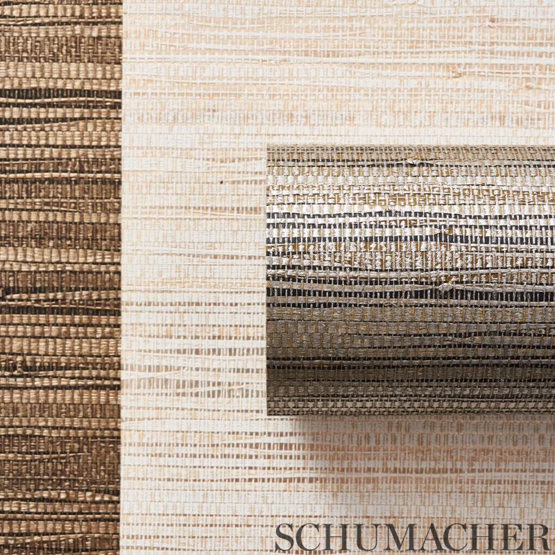 Schumacher Burnished Raffia Burnished Ivory Wallpaper