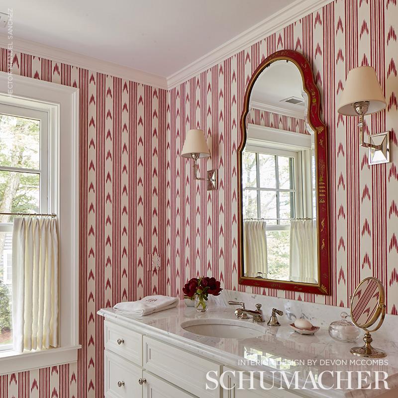 Schumacher Santa Barbara Ikat Pink Wallpaper