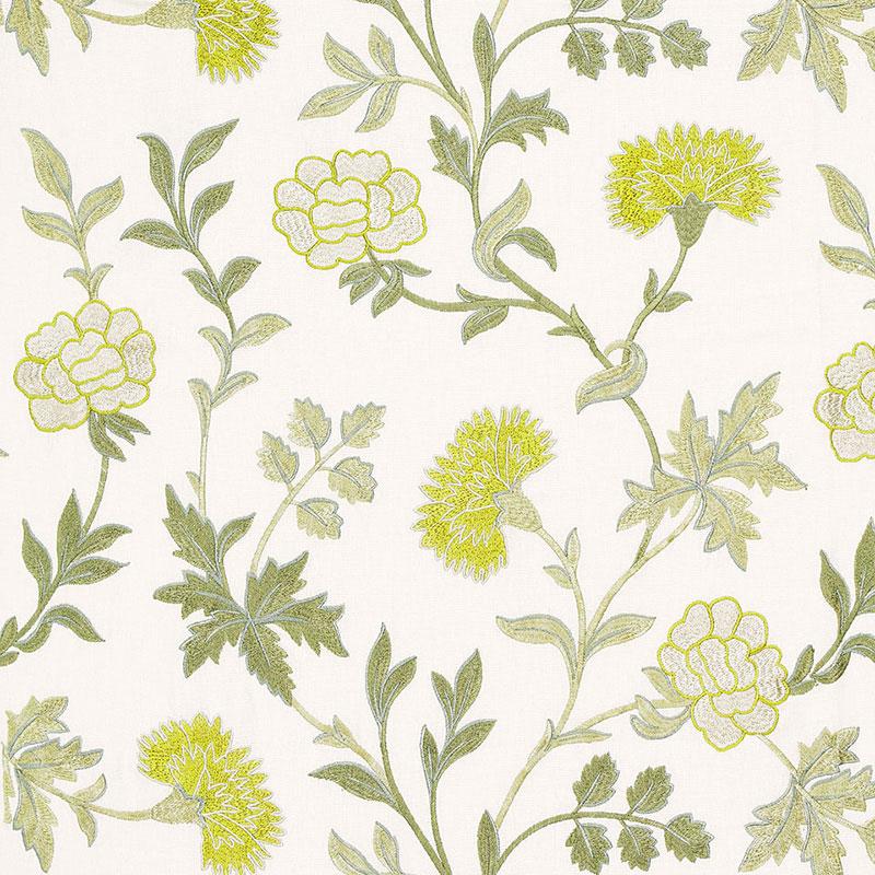 Schumacher Sheridan Embroidery Chartreuse Fabric