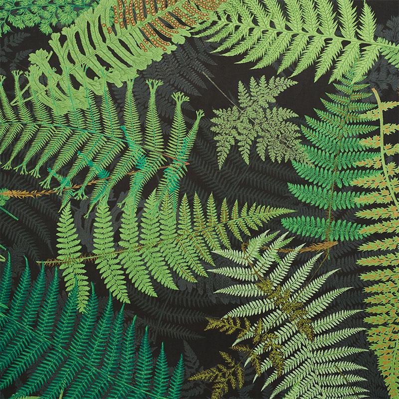 Schumacher Fernarium Green & Black Fabric