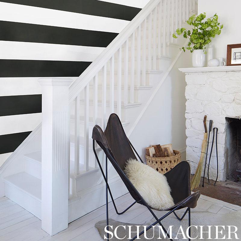 Schumacher Baxter Stripe Carbon Wallpaper