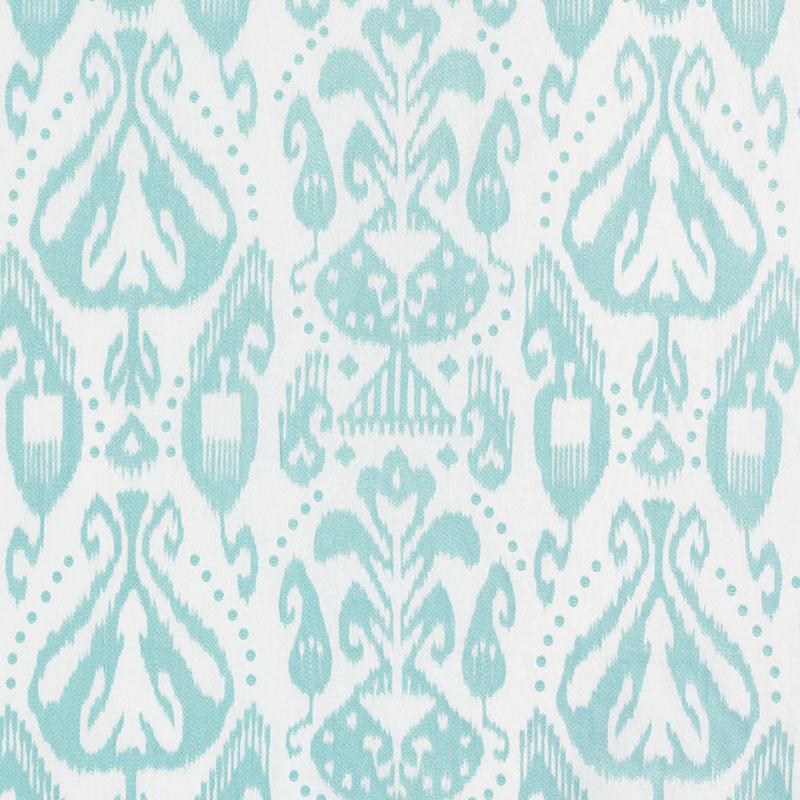 Schumacher Kiva Embroidered Ikat Sky Fabric