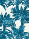 Grey Watkins Palm Print Turquoise Drapery Fabric