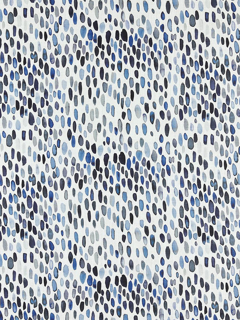 Grey Watkins Jamboree Linen Print Blues Fabric