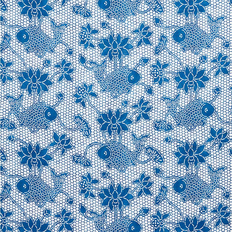 Schumacher Lotus Batik Indigo Fabric