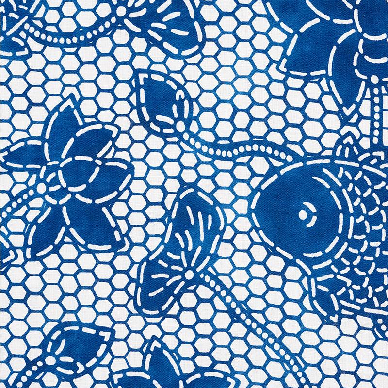 Schumacher Lotus Batik Indigo Fabric