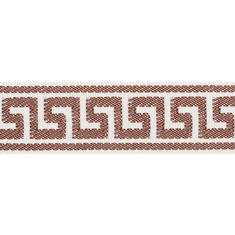 Schumacher Etienne Silk Greek Key Narrow Brown Trim