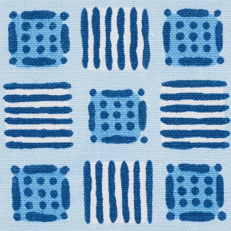 Schumacher Mottley Grid Cottage Blue Fabric