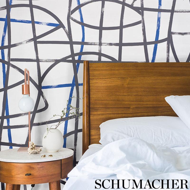 Schumacher Abstratto Black & Cobalt Wallpaper