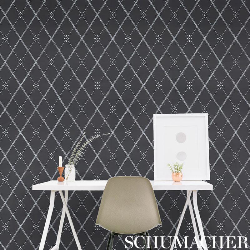 Schumacher Kasumi Diamond Chalkboard Wallpaper