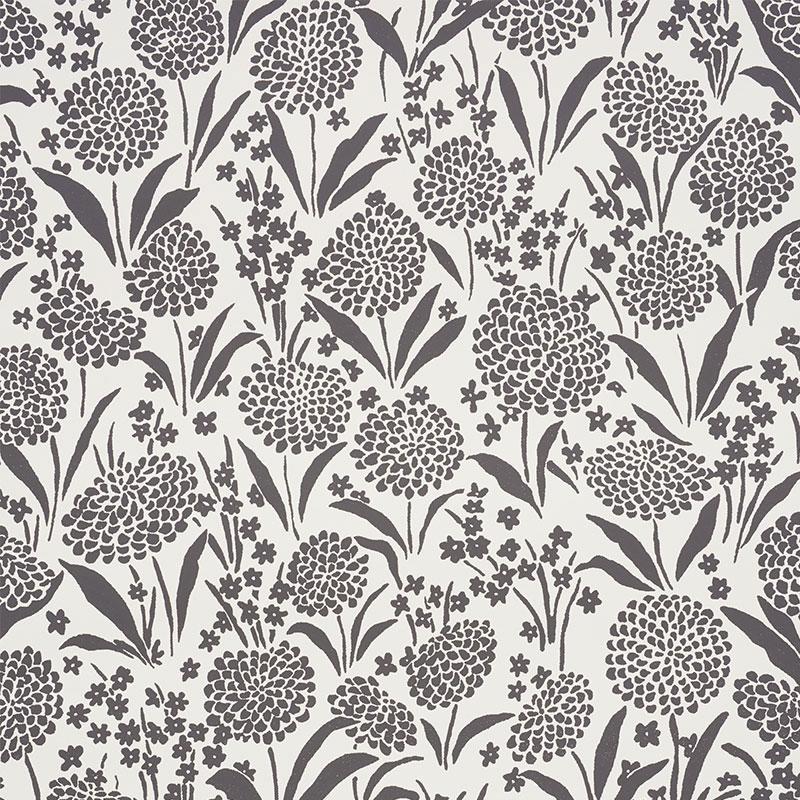 Schumacher Chrysanthemum Carbon Wallpaper