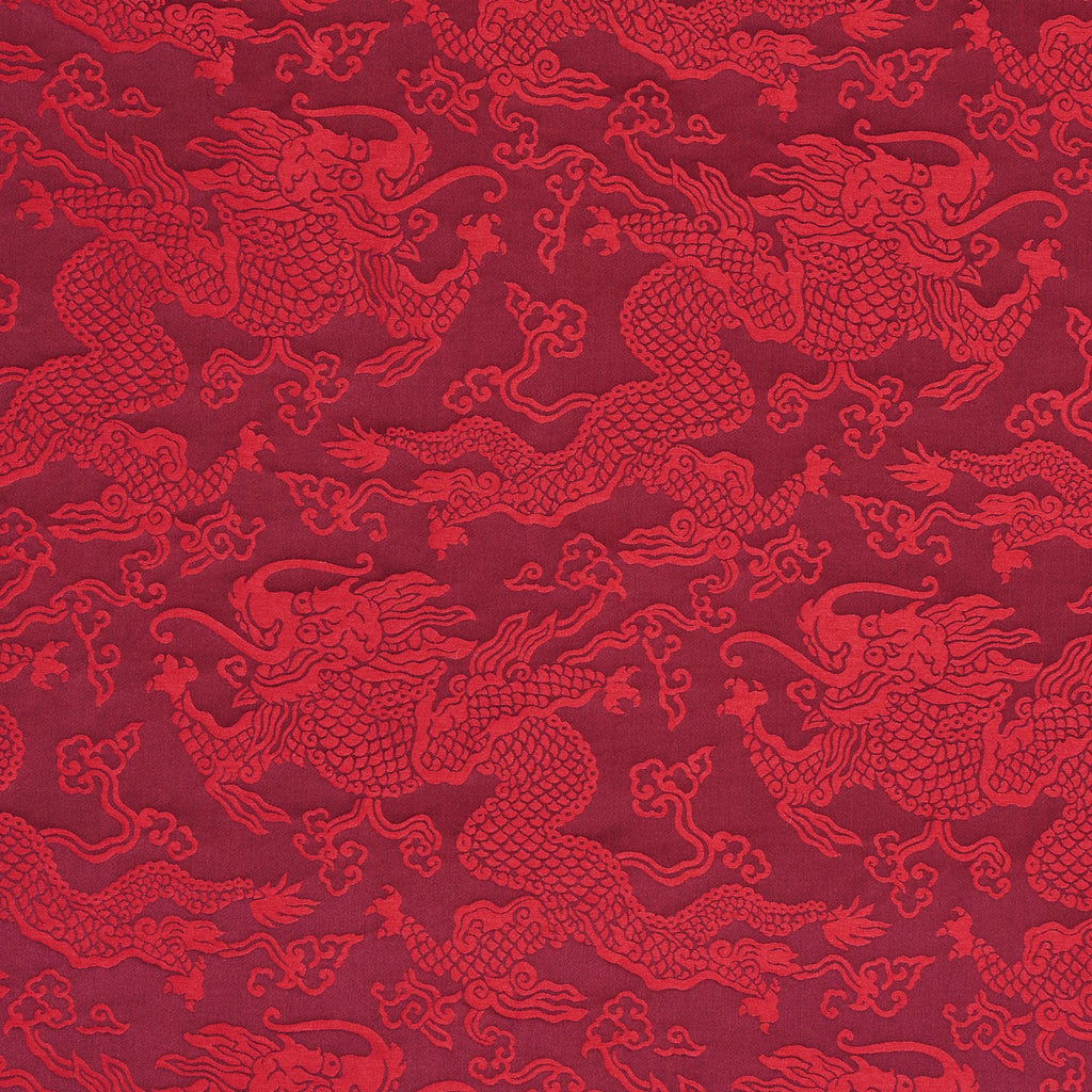 Schumacher Ruan Dragon Damask Garnet Fabric