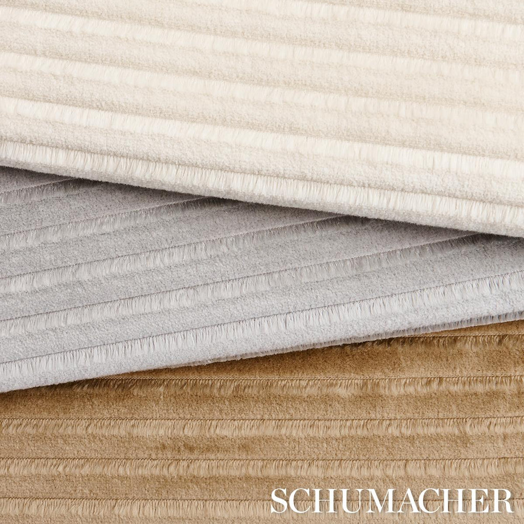 Schumacher Petite Channeled Velvet Otter Grey Fabric