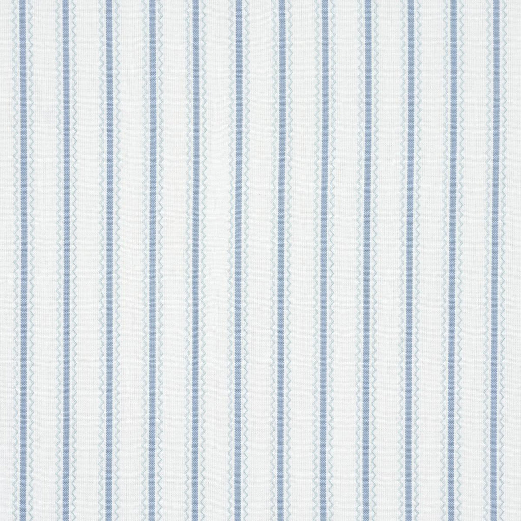 Schumacher Birdie Ticking Stripe China Blue Fabric