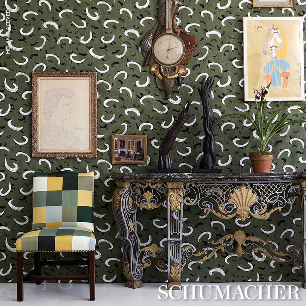 Schumacher Brushmark Olive Fabric