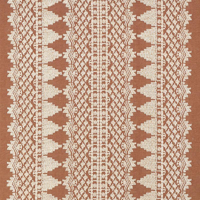 Schumacher Wentworth Embroidery Rust Fabric