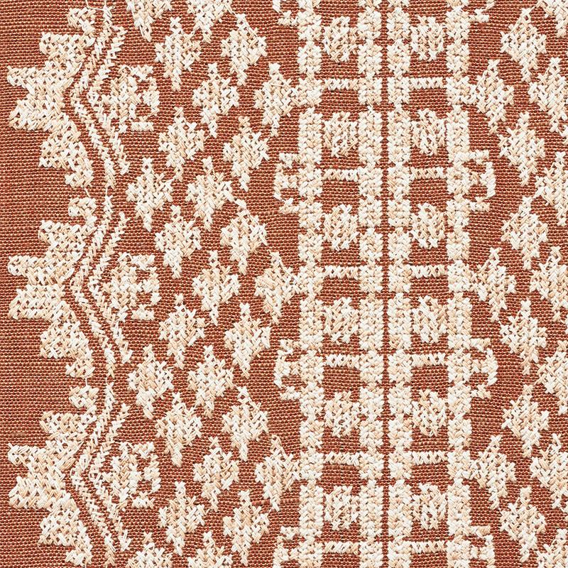 Schumacher Wentworth Embroidery Rust Fabric