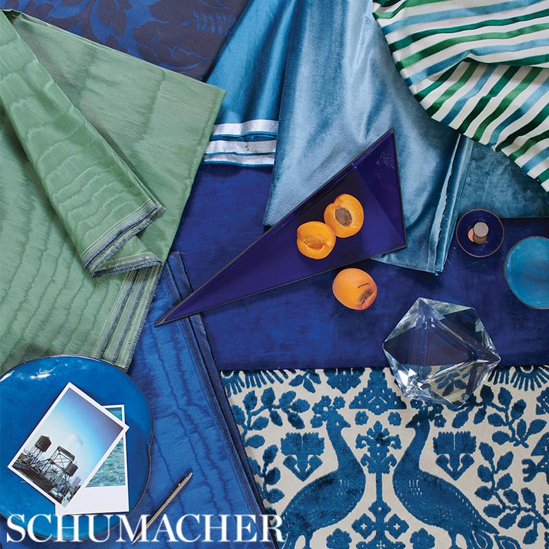 Schumacher Luca Satin Peacock Fabric