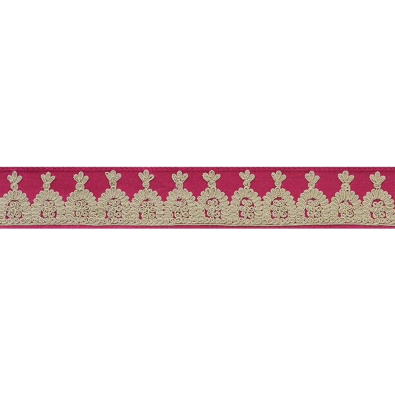 Schumacher Noelia Embroidered Tape Garnet Trim